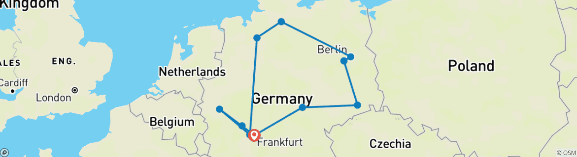 Image d'une carte montrant l'itinéraire du circuit