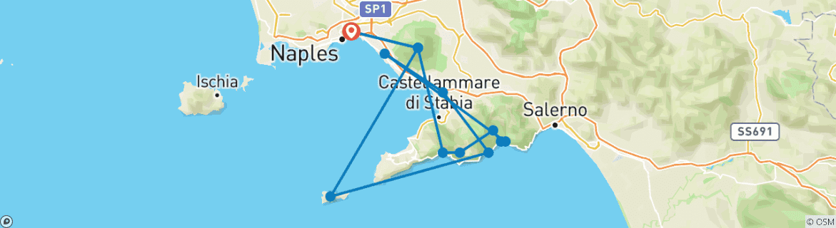 Image d'une carte montrant l'itinéraire du circuit