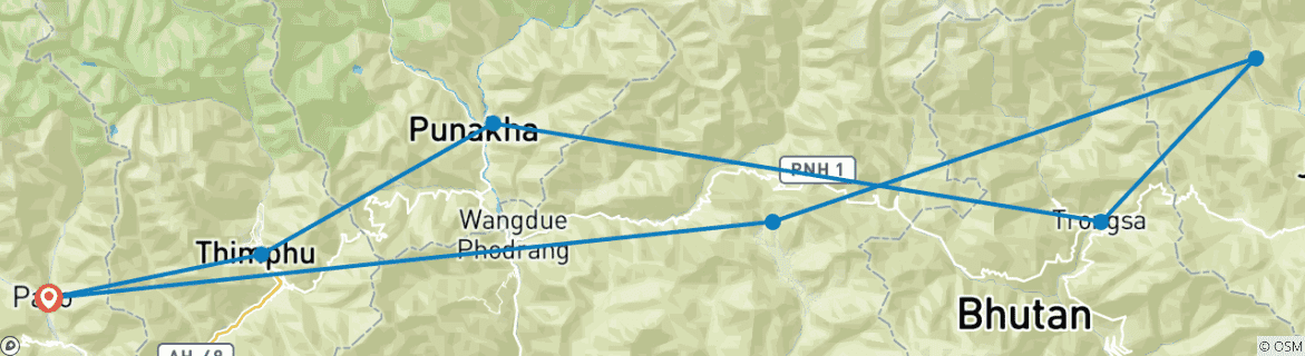 Image d'une carte montrant l'itinéraire du circuit