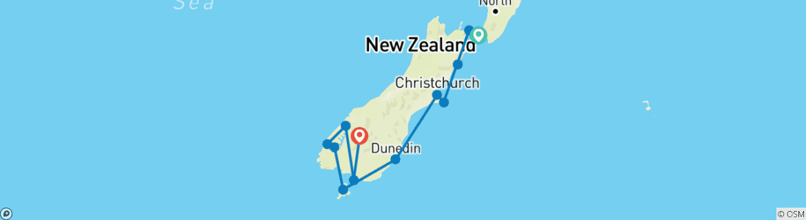 Image d'une carte montrant l'itinéraire du circuit