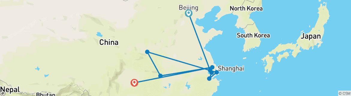 Image d'une carte montrant l'itinéraire du circuit