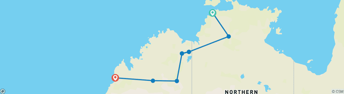 Image d'une carte montrant l'itinéraire du circuit