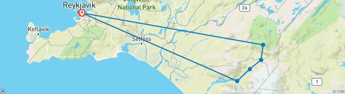 Image d'une carte montrant l'itinéraire du circuit