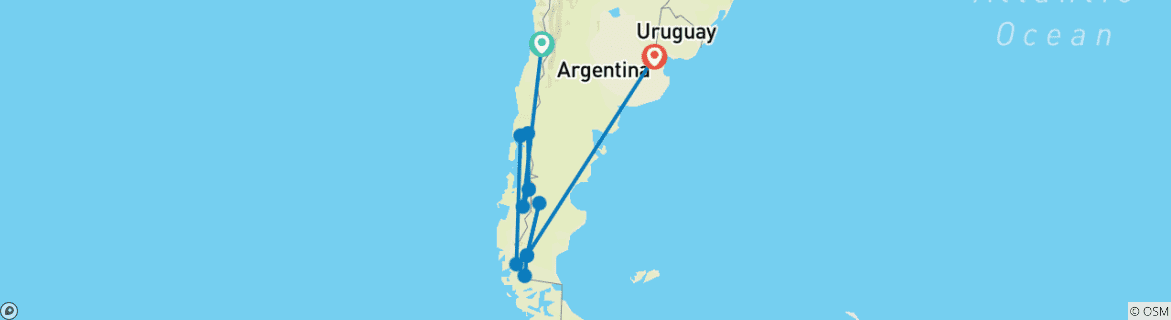 Karte mit der Reiseroute