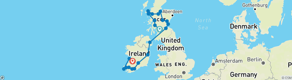 Image d'une carte montrant l'itinéraire du circuit