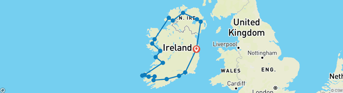 Image d'une carte montrant l'itinéraire du circuit
