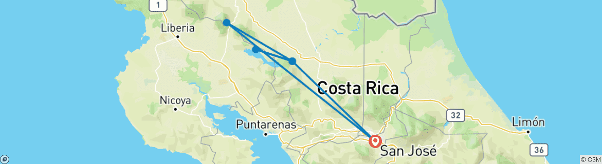Image d'une carte montrant l'itinéraire du circuit
