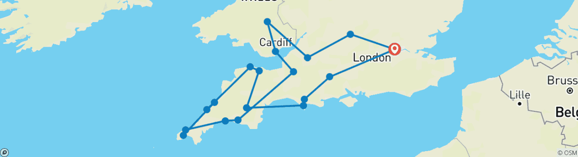 Image d'une carte montrant l'itinéraire du circuit