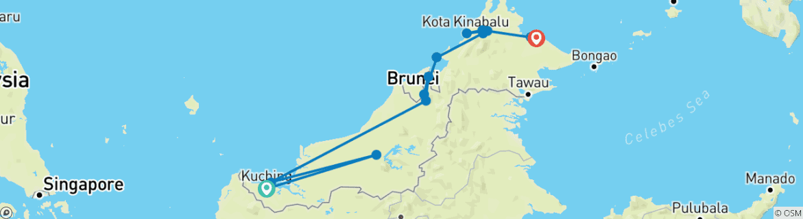 Image d'une carte montrant l'itinéraire du circuit