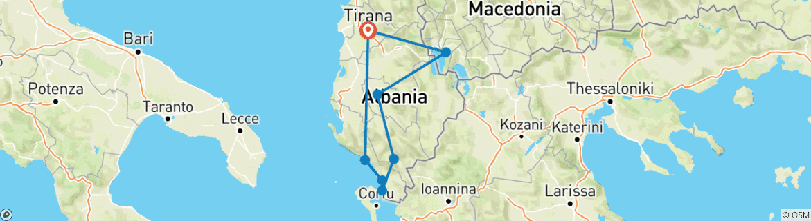 Image d'une carte montrant l'itinéraire du circuit