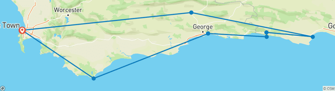 Image d'une carte montrant l'itinéraire du circuit