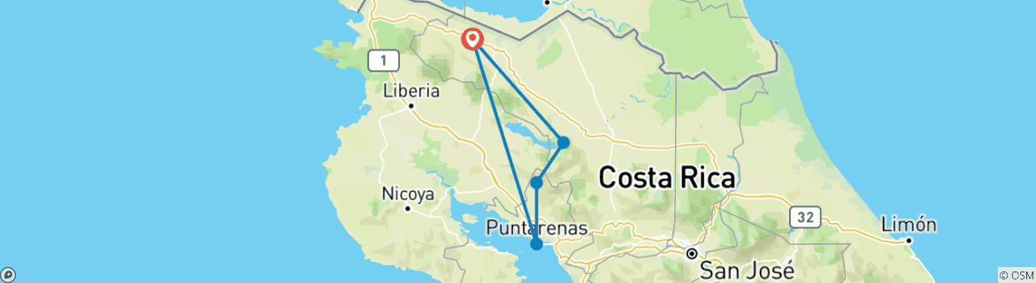 Image d'une carte montrant l'itinéraire du circuit