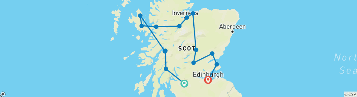 Image d'une carte montrant l'itinéraire du circuit
