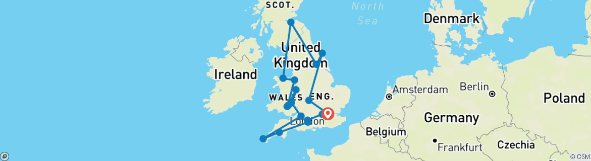 Image d'une carte montrant l'itinéraire du circuit