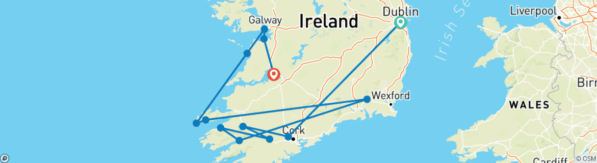 Image d'une carte montrant l'itinéraire du circuit