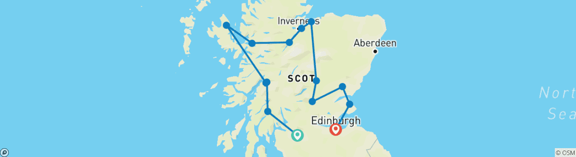 Image d'une carte montrant l'itinéraire du circuit