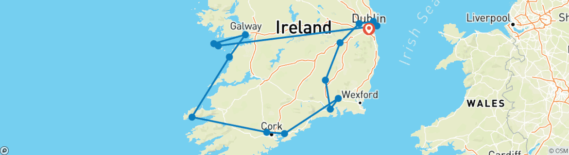 Image d'une carte montrant l'itinéraire du circuit