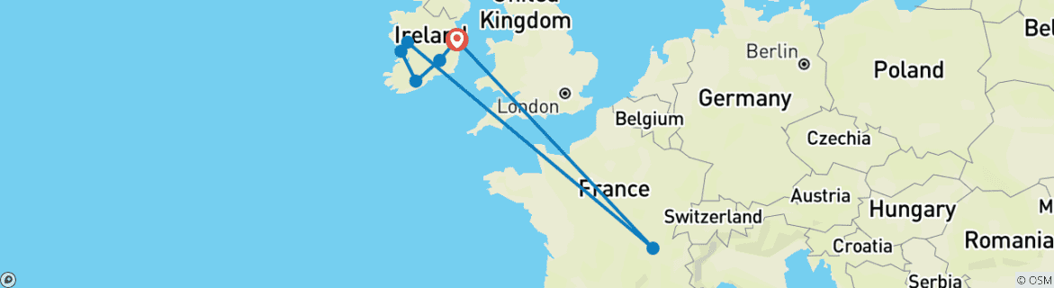 Image d'une carte montrant l'itinéraire du circuit