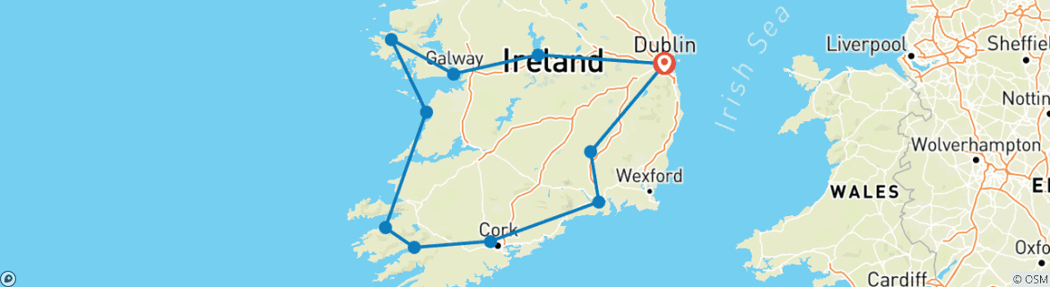 Image d'une carte montrant l'itinéraire du circuit