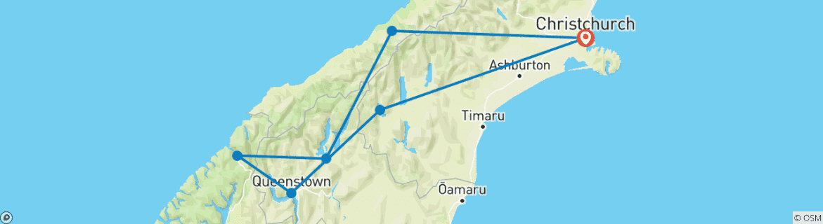 Image d'une carte montrant l'itinéraire du circuit