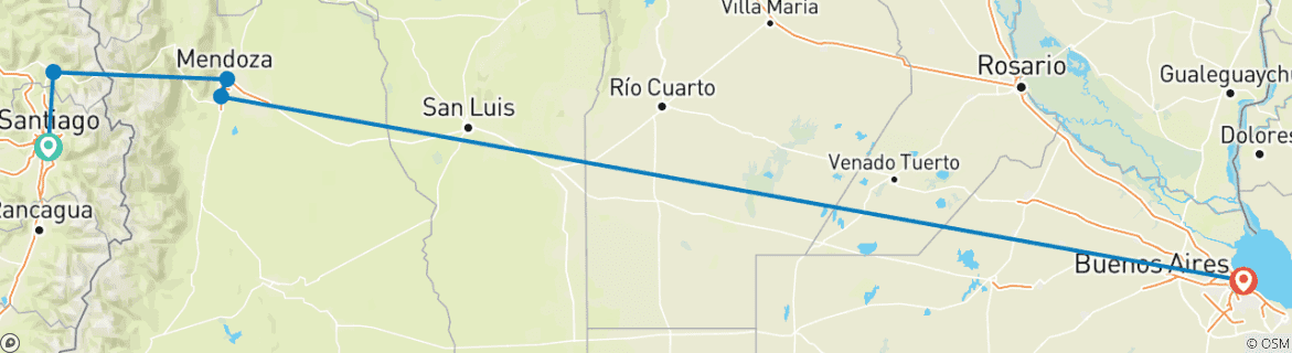 Image d'une carte montrant l'itinéraire du circuit