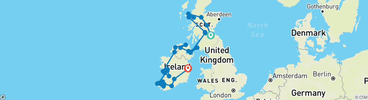 Image d'une carte montrant l'itinéraire du circuit