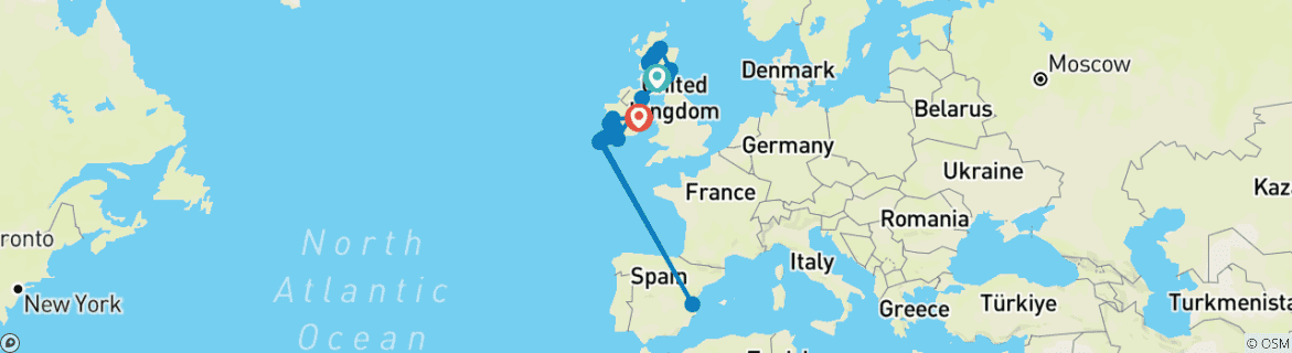 Image d'une carte montrant l'itinéraire du circuit