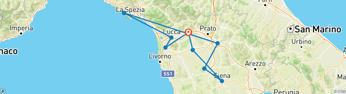 Image d'une carte montrant l'itinéraire du circuit