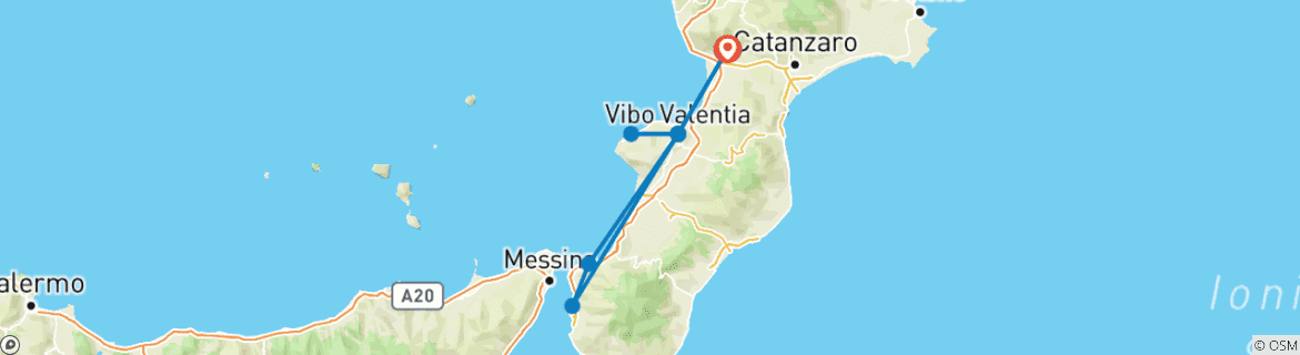 Image d'une carte montrant l'itinéraire du circuit