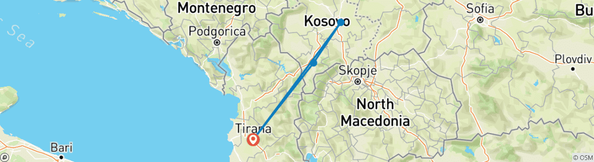 Image d'une carte montrant l'itinéraire du circuit