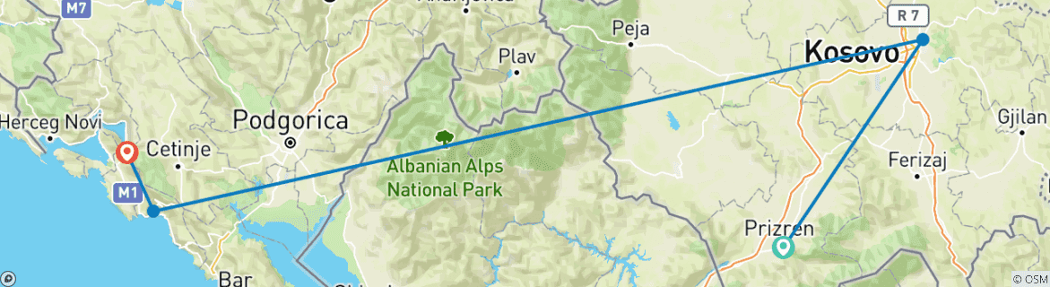 Image d'une carte montrant l'itinéraire du circuit