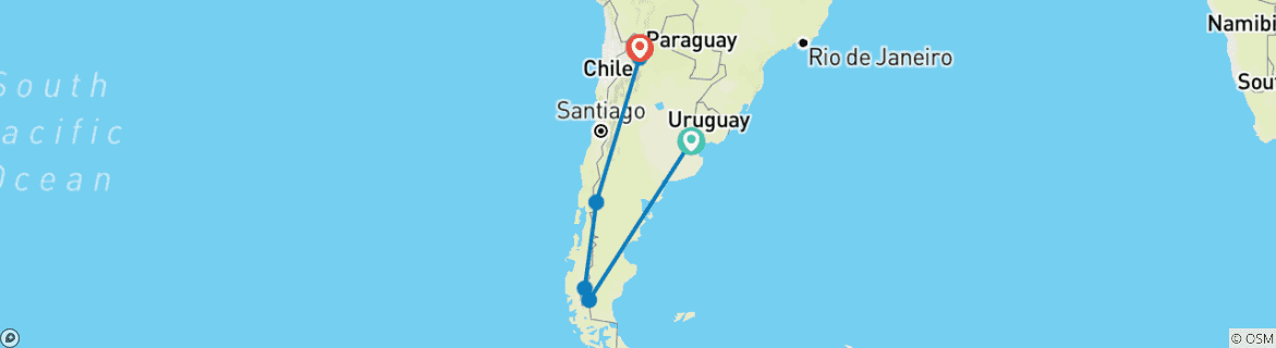 Image d'une carte montrant l'itinéraire du circuit