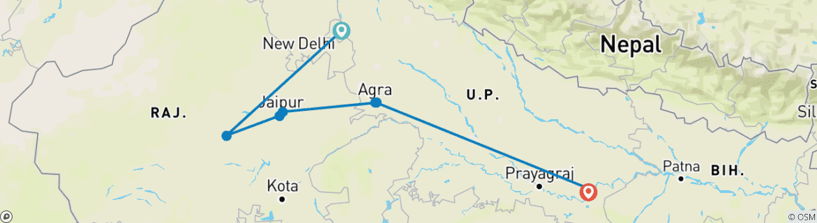 Image d'une carte montrant l'itinéraire du circuit