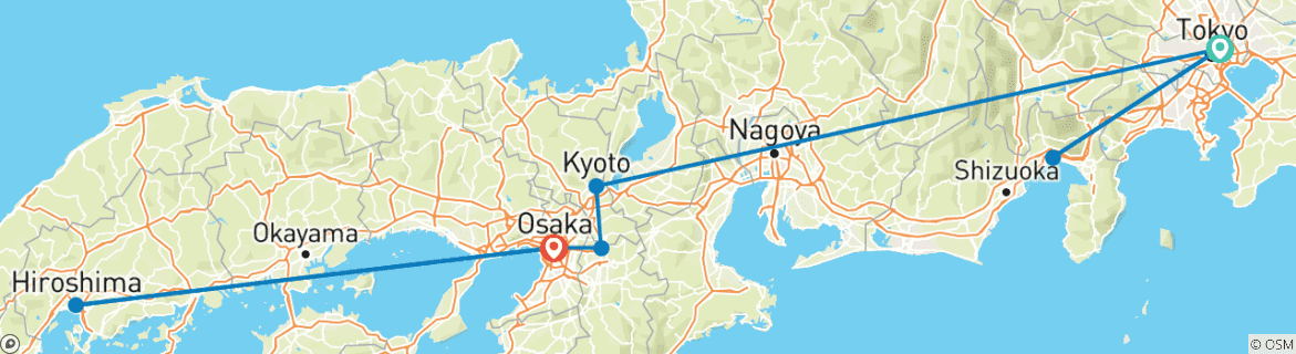 Image d'une carte montrant l'itinéraire du circuit