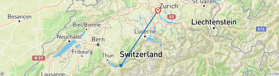 Image d'une carte montrant l'itinéraire du circuit
