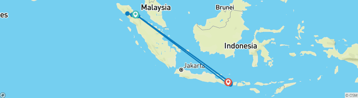 Carte du circuit Sumatra à Nusa Lembongan : îles sauvages et plages zen