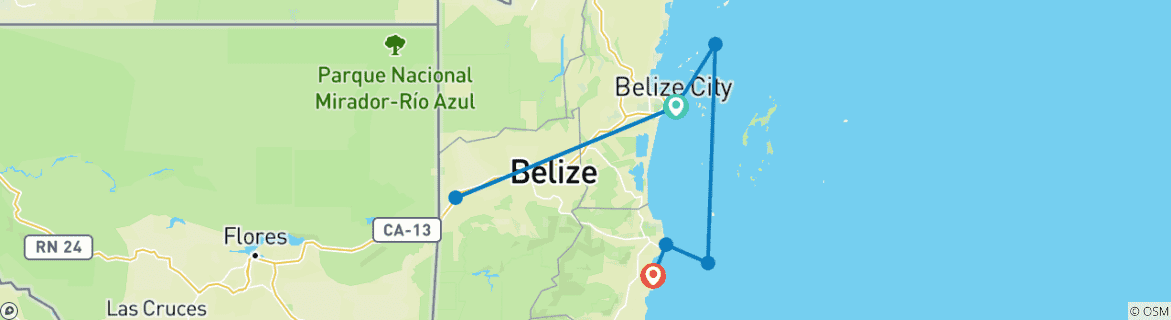 Image d'une carte montrant l'itinéraire du circuit