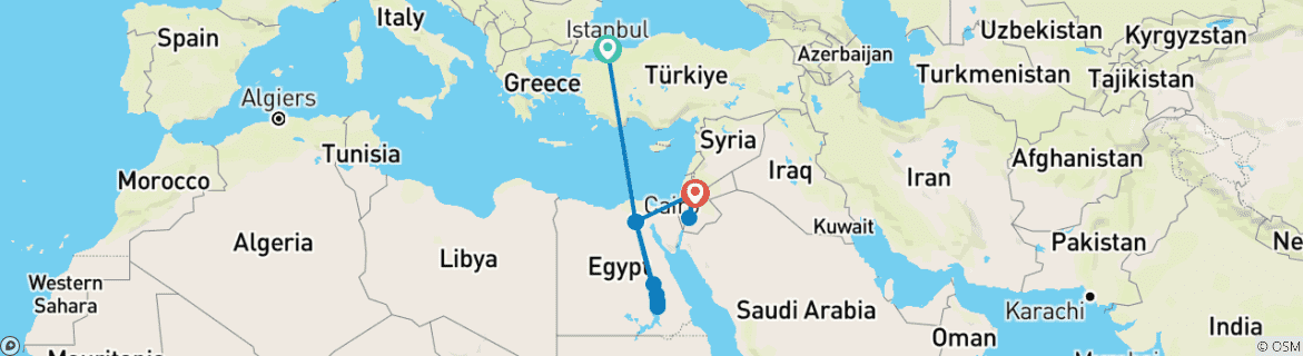 Image d'une carte montrant l'itinéraire du circuit