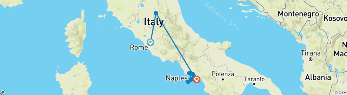 Image d'une carte montrant l'itinéraire du circuit