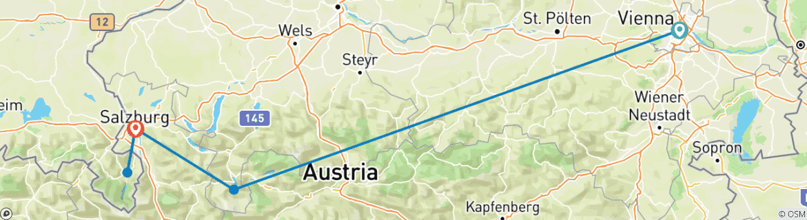 Image d'une carte montrant l'itinéraire du circuit