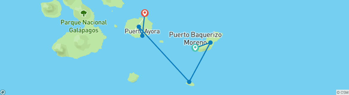 Image d'une carte montrant l'itinéraire du circuit