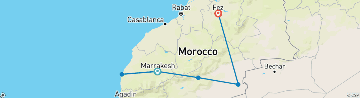 Image d'une carte montrant l'itinéraire du circuit