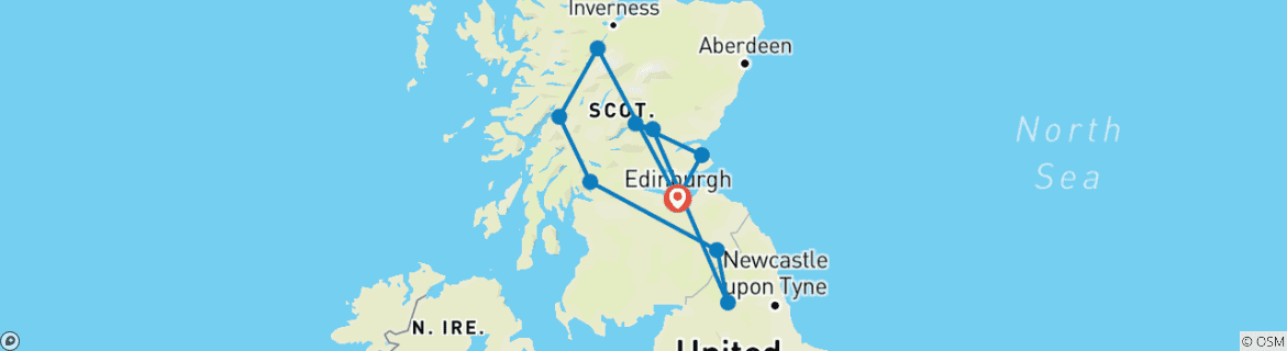 Image d'une carte montrant l'itinéraire du circuit
