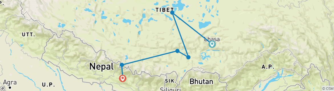 Image d'une carte montrant l'itinéraire du circuit