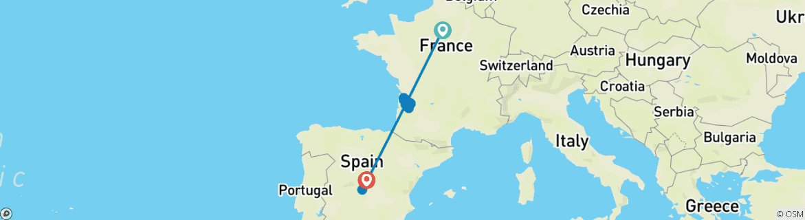 Image d'une carte montrant l'itinéraire du circuit
