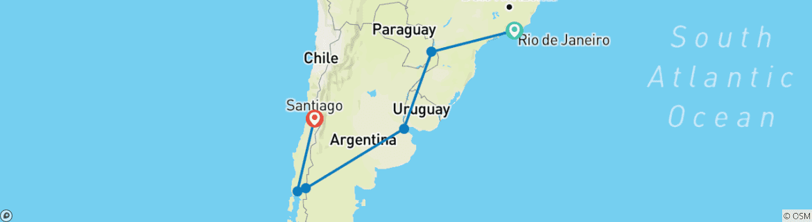 Image d'une carte montrant l'itinéraire du circuit