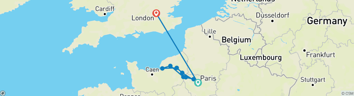 Image d'une carte montrant l'itinéraire du circuit