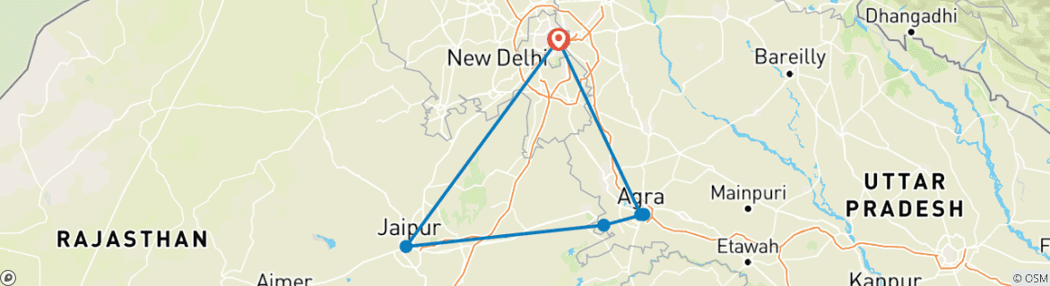 Image d'une carte montrant l'itinéraire du circuit