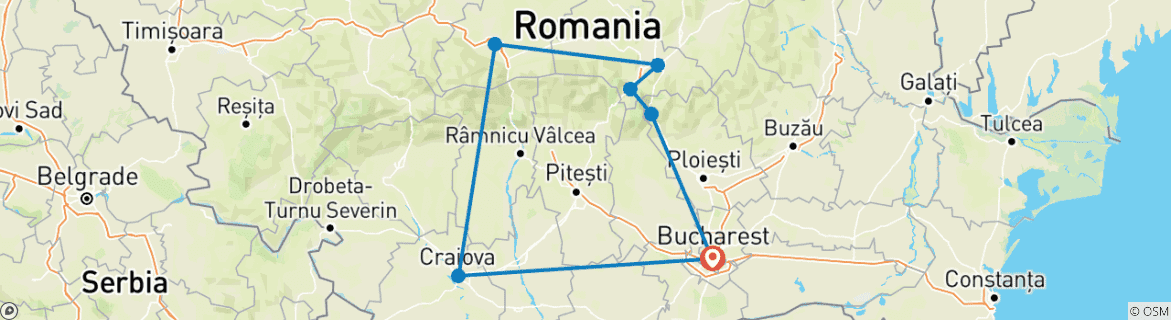 Image d'une carte montrant l'itinéraire du circuit