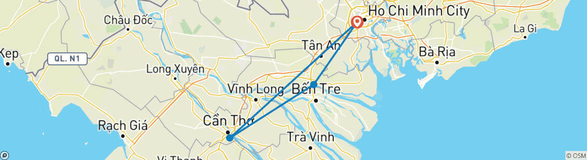 Image d'une carte montrant l'itinéraire du circuit
